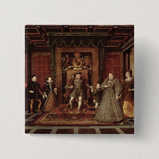 De familie van Henry VIII: Vierkante Button 5,1 Cm (Voorkant)