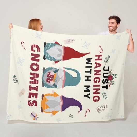 De familie van het kerstgenoom die enkel met gnome fleece deken (In situ)