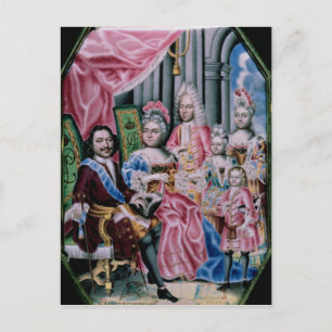 De familie van keizer Peter I, de Grote, 1717 Briefkaart