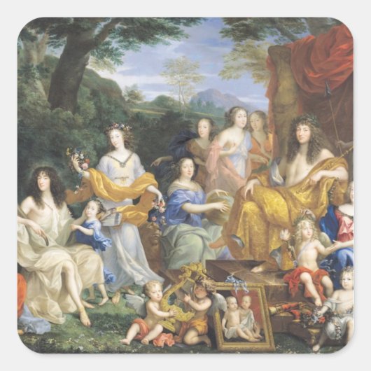 De familie van Louis XIV 1670 2 Vierkante Sticker (Voorkant)