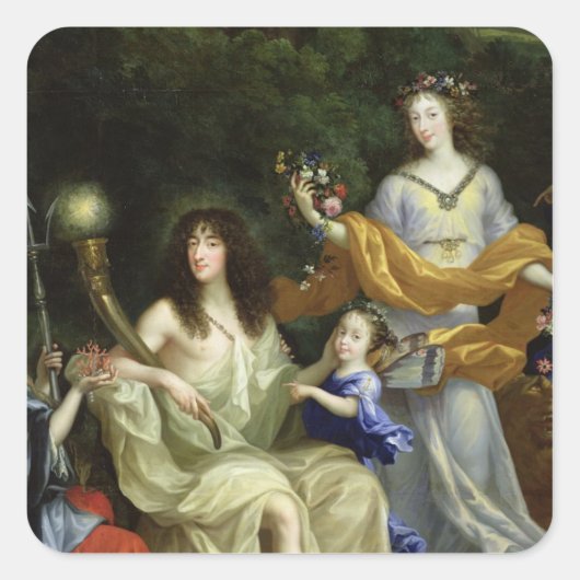 De familie van Louis XIV 1670 Vierkante Sticker (Voorkant)