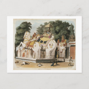 De familie verdient hulde aan hun heerser, gegrave briefkaart