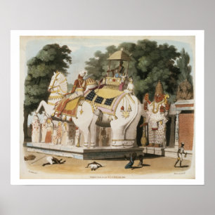 De familie verdient hulde aan hun heerser, gegrave poster