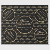 De familie Williams Faux Gold Black Christmas Cadeaupapier (Vlak)