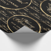 De familie Williams Faux Gold Black Christmas Cadeaupapier (Hoek)