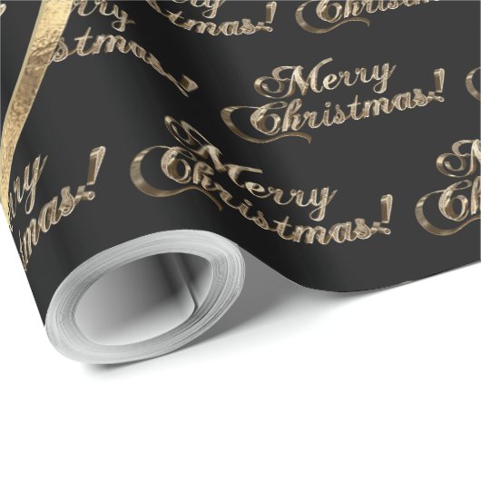 De familie Williams Faux Gold Black Christmas Cadeaupapier (Rol Hoek)