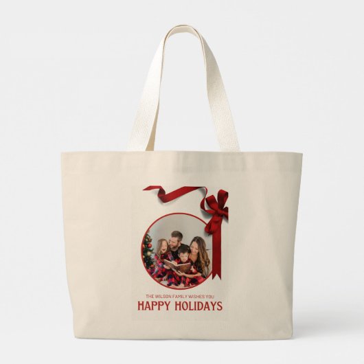 De familie Wilson wenst u prettige kerstjumbo Grote Tote Bag (Achterkant)