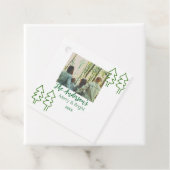 De familienaam groene kerstboom foto modern bedankjes labels (In situ)