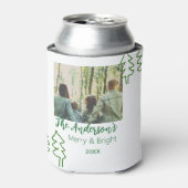 De familienaam groene kerstboom foto modern blikjeskoeler (Blikje Voorkant)