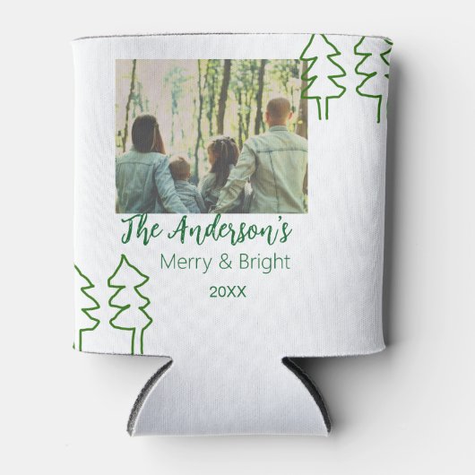 De familienaam groene kerstboom foto modern blikjeskoeler (Voorkant)