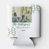 De familienaam groene kerstboom foto modern blikjeskoeler (Achterkant)