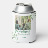 De familienaam groene kerstboom foto modern blikjeskoeler (Blikje Achterkant)