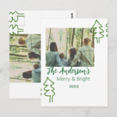 De familienaam groene kerstboom foto modern briefkaart (Voorkant / Achterkant)