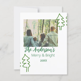 De familienaam groene kerstboom foto modern briefkaart