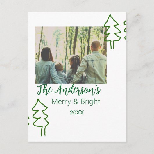 De familienaam groene kerstboom foto modern briefkaart (Voorkant)
