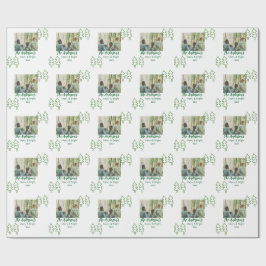 De familienaam groene kerstboom foto modern cadeaupapier