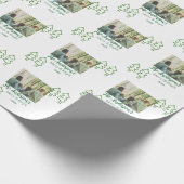 De familienaam groene kerstboom foto modern cadeaupapier (Hoek)