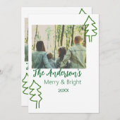 De familienaam groene kerstboom foto modern kaart (Voorkant / Achterkant)
