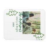 De familienaam groene kerstboom foto modern magneet (Horizontaal)