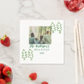 De familienaam groene kerstboom foto modern servet (Insitu)