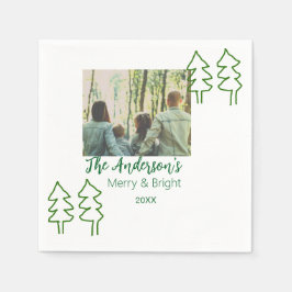 De familienaam groene kerstboom foto modern servet