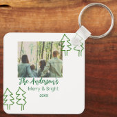 De familienaam groene kerstboom foto modern sleutelhanger (Achterkant)