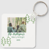 De familienaam groene kerstboom foto modern sleutelhanger (Achterkant)