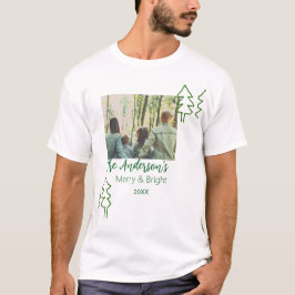 De familienaam groene kerstboom foto modern t-shirt