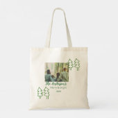 De familienaam groene kerstboom foto modern tote bag (Achterkant)
