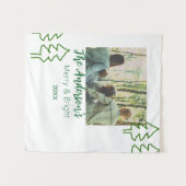 De familienaam groene kerstboom foto modern wandkleed (Voorkant (horizontaal))