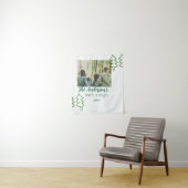 De familienaam groene kerstboom foto modern wandkleed (In situ)