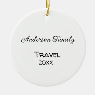 De familienaam reis vakantie avontuur toevoegen ja keramisch ornament
