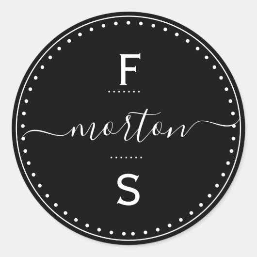 De Familienaam van het manuscript met Initialen Ronde Sticker