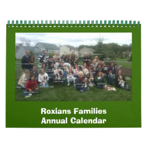 De Families Jaarlijkse Callendar van Roxians Kalender