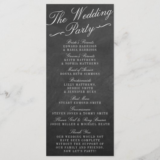 De Fancy Collecties van het Chalkboard Wedding Programmakaart (Achterkant)