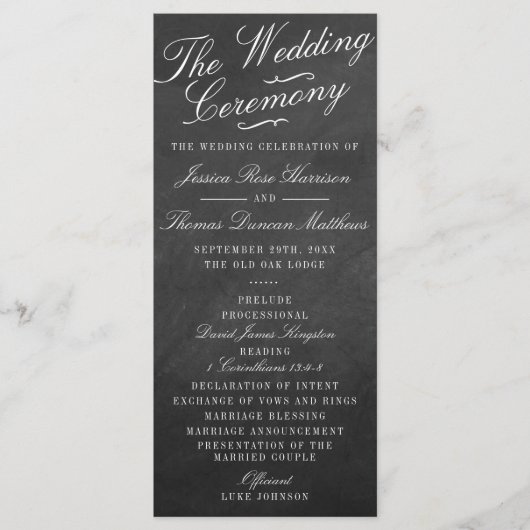 De Fancy Collecties van het Chalkboard Wedding Programmakaart (Voorkant)