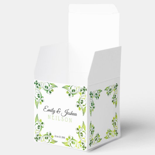 De Fancy groene leborden bepleiten de doos Bedankdoosjes (Geopend)