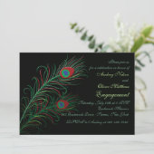 De fancy Pauw bevedert Zwarte Uitnodiging (Staand voorkant)