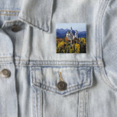 De fantasierijke Neuschwanstein is een van de drie Vierkante Button 5,1 Cm (In situ)