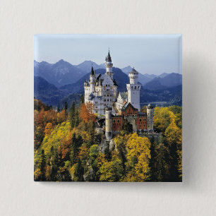 De fantasierijke Neuschwanstein is een van de drie Vierkante Button 5,1 Cm