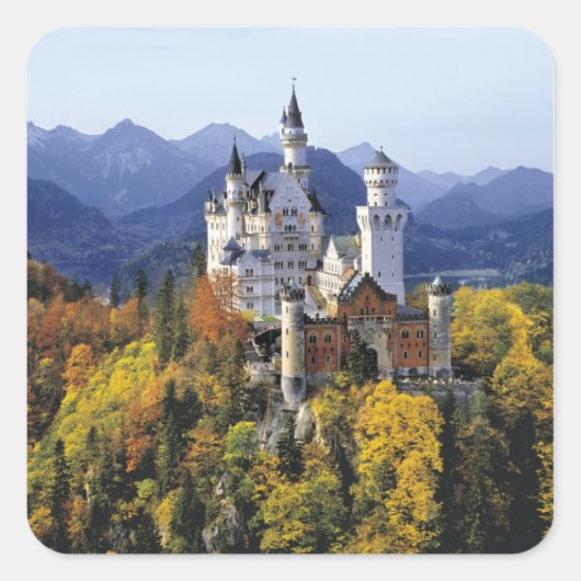 De fantasierijke Neuschwanstein is één van de drie Vierkante Sticker (Voorkant)