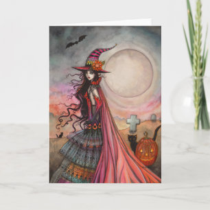 De Fantasievolle Heks Halloween Fantasie Kunst Kaart