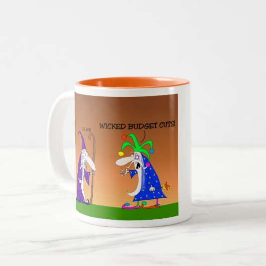 De Fantastische accountant en de Jester Tweekleurige Koffiemok (Voorkant links)