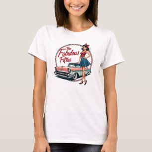 De fantastische jaren vijftig Retro Car Girl Graph T-shirt