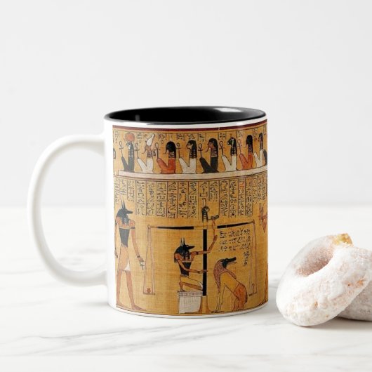 De faraohs van het oude Egypte Kunst Tweekleurige Koffiemok (Met donut)