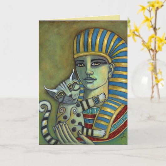 De Farao's Cat Originele Blank Kaart (Gele Bloem)