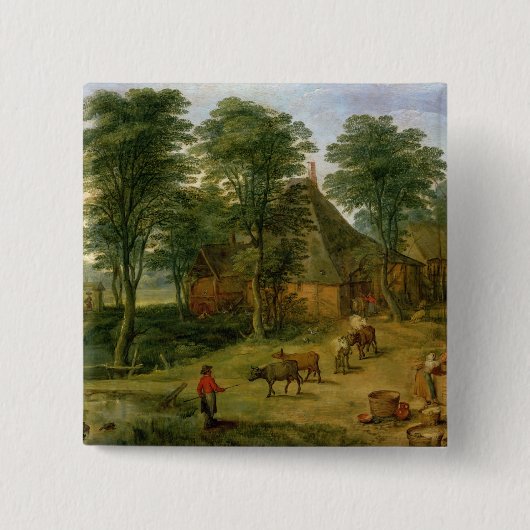 De Farmyard Vierkante Button 5,1 Cm (Voorkant)
