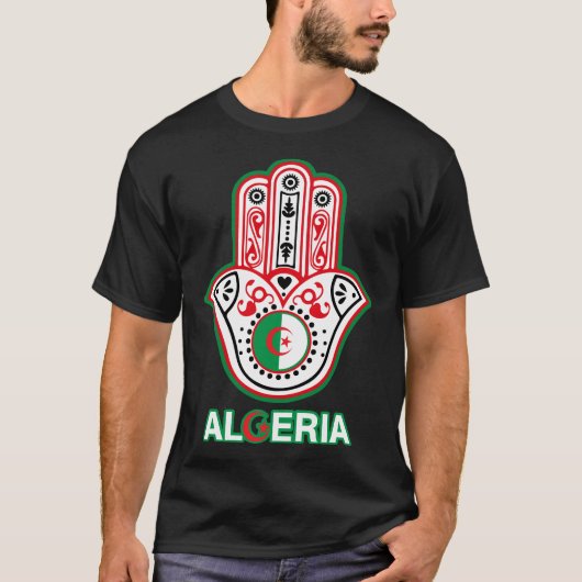 De fatmahand ELKHAMSSA en de Algerijnse vlag T-shirt (Voorkant)