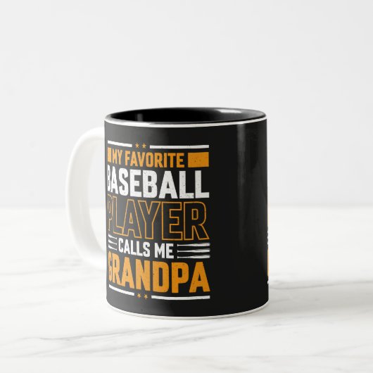 De favoriete Baseball Player roept me op tot opa Tweekleurige Koffiemok (Voorkant links)
