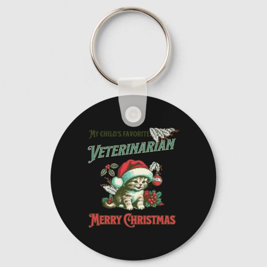 De favoriete dierenarts van mijn kind. Kerstvetera Sleutelhanger (Voorkant)